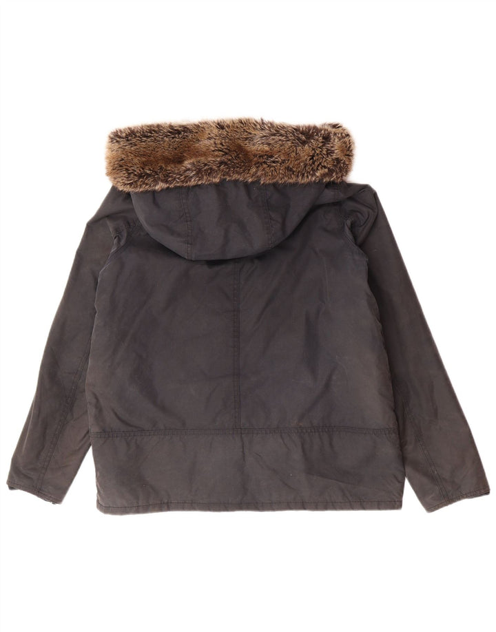 BARBOUR Jachetă ceară supradimensionată cu glugă pentru femei UK 12, bumbac mediu albastru bleumarin