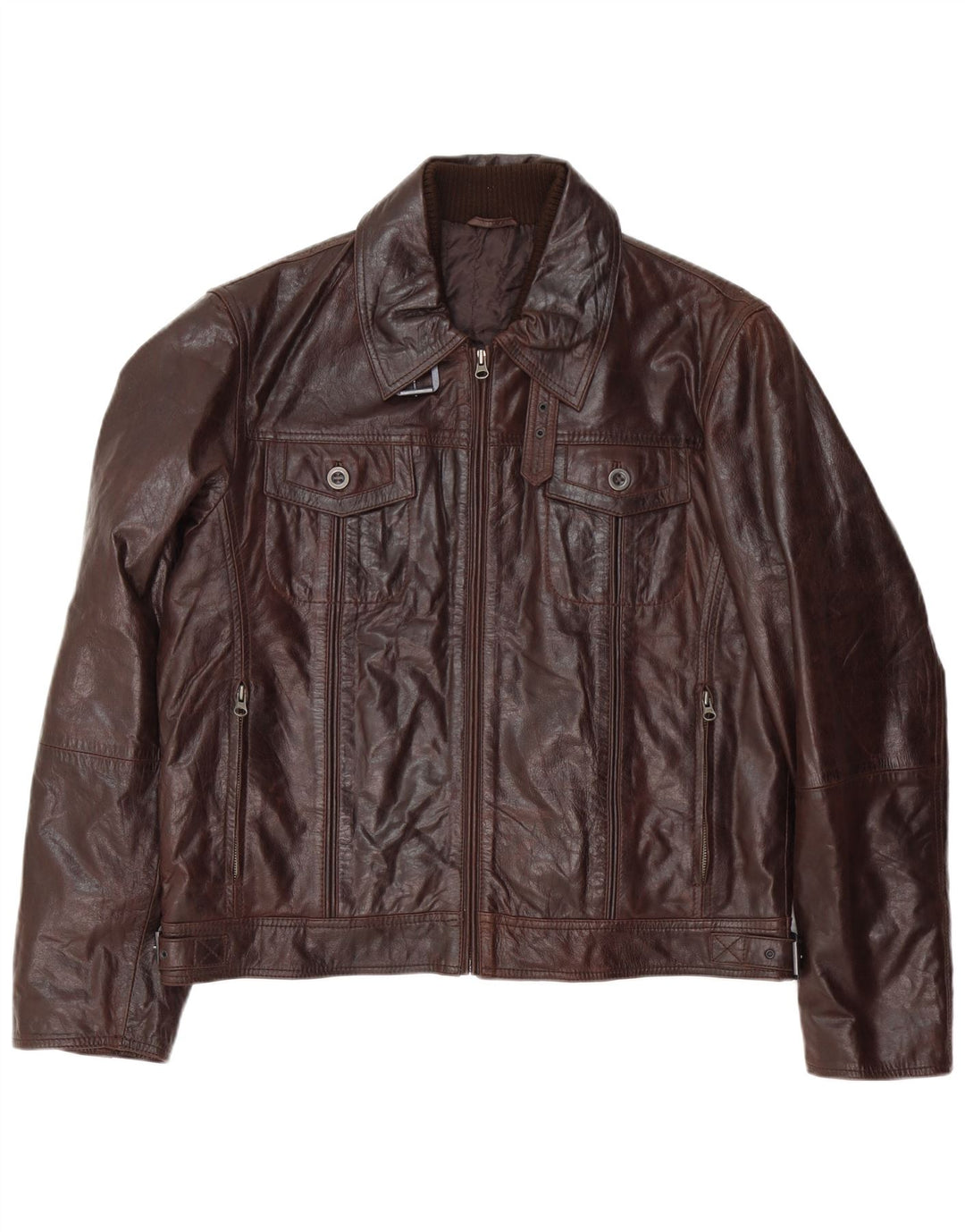 Geacă din piele vintage pentru bărbați IT 54 2XL din piele maro