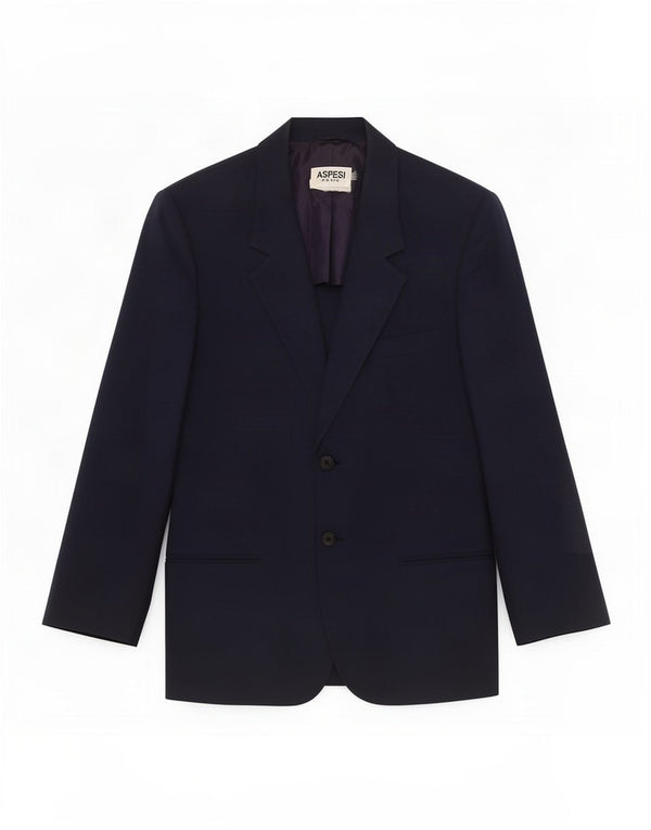 Alberto Aspesi Jachetă Blazer pentru Femei cu 2 Nasturi UK 14 Medium Bleumarin Bumbac