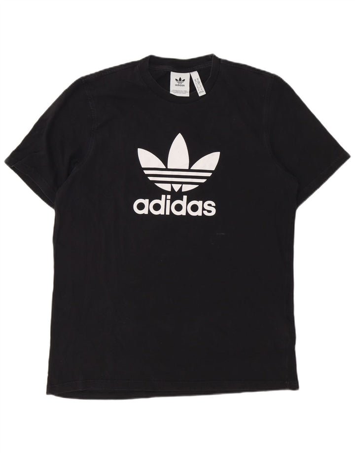 Tricou grafic ADIDAS pentru bărbați Top mediu din bumbac negru