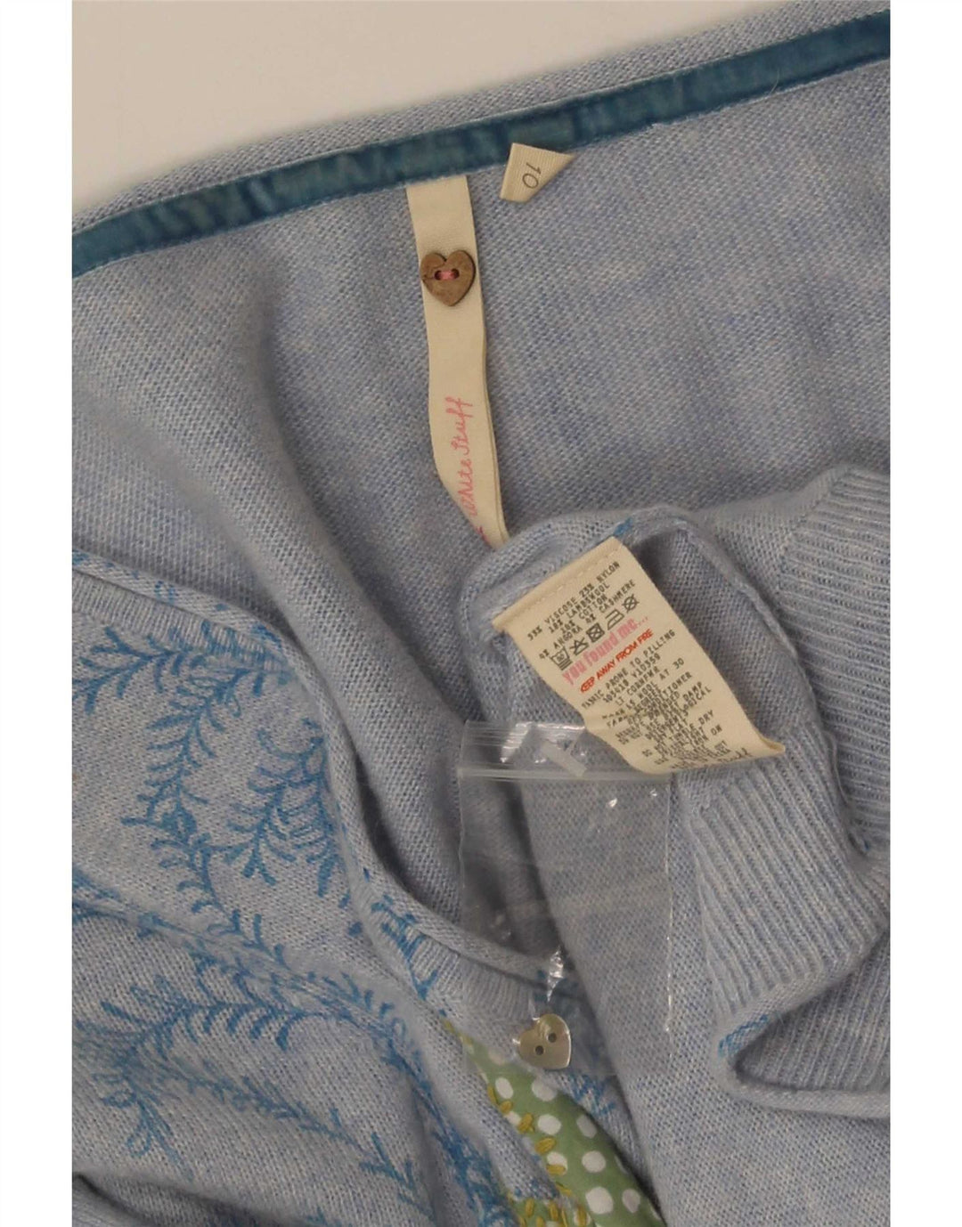 White Stuff Pulover Cardigan cu model abstract pentru femei UK 10 Small Blue