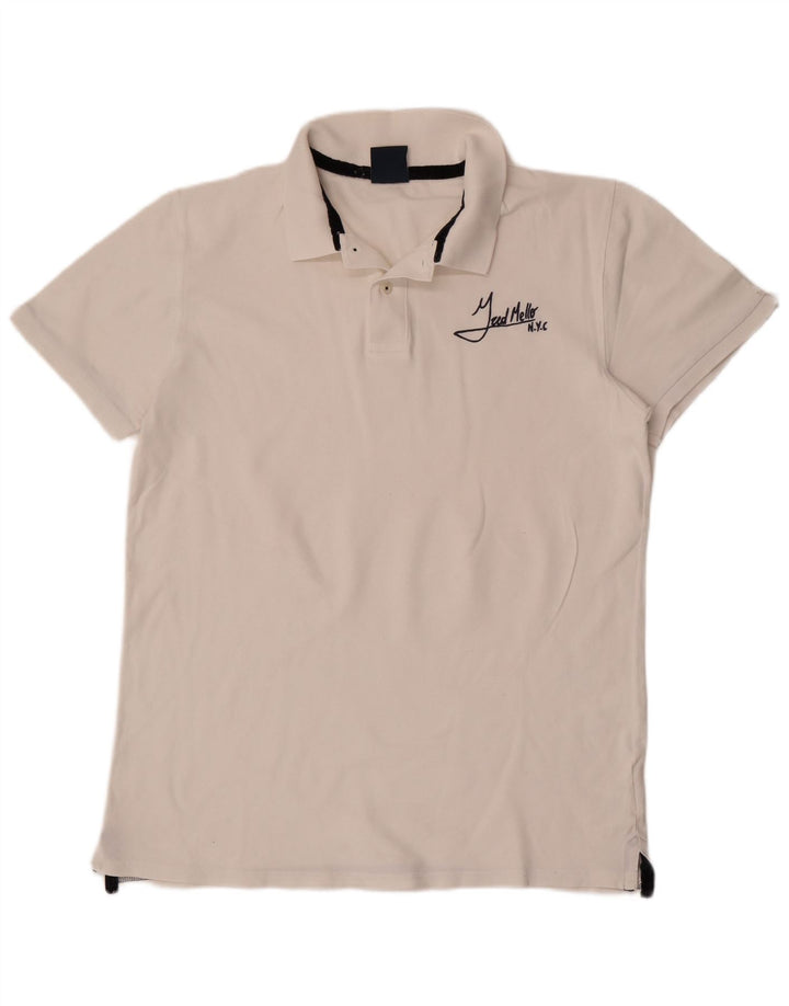 Cămașă polo Fred Mello pentru bărbați, bumbac alb 2XL