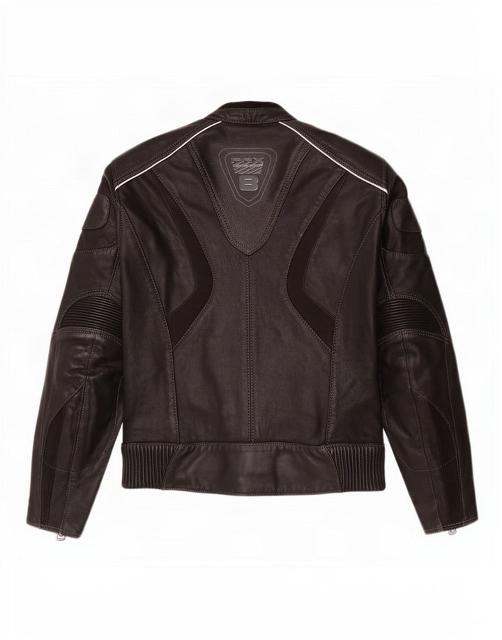 Jachetă de curse din piele cu grafică pentru femei Probiker UK 14 Large Black