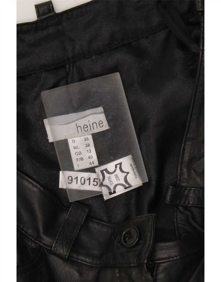 Pantaloni subțiri din piele HEINE pentru femei UK 12 Medium W30 L31 Piele neagră