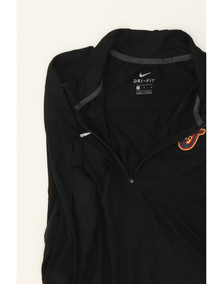 NIKE Mens Dri Fit Graphic Zip Neck Pullover Tracksuit Top Large Black Vintage Nike and Second-Hand Nike from Messina Hembry 