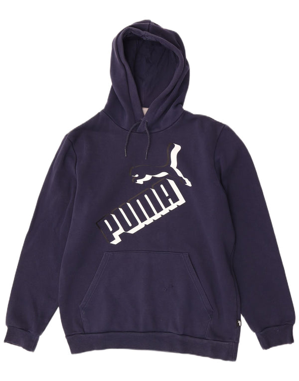 Pulover pentru bărbați Puma Graphic Hoodie Jumper mediu din bumbac bleumarin