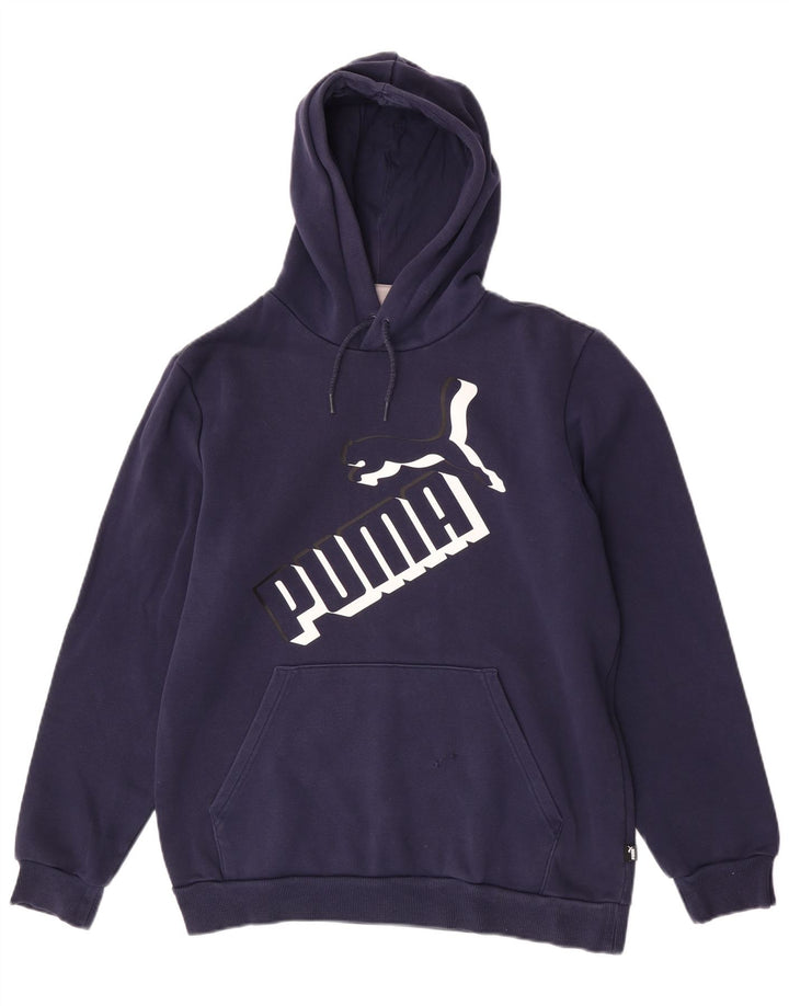 Pulover pentru bărbați Puma Graphic Hoodie Jumper mediu din bumbac bleumarin