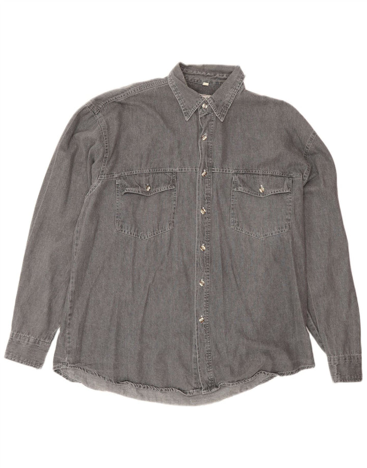 Cămașă de denim vintage pentru bărbați, gri mediu