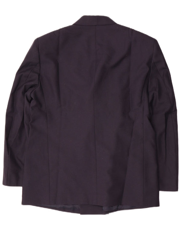 Jachetă vintage pentru bărbați la dublu piept IT 58 4XL Lână virgină bleumarin