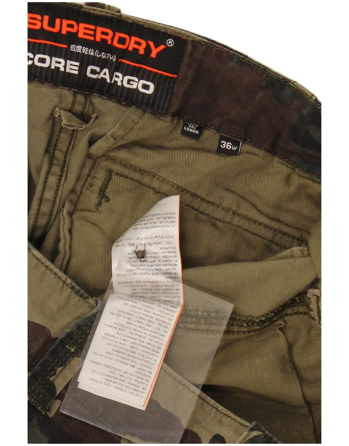 Pantaloni scurți cargo Superdry pentru bărbați W36 Large Khaki Camouflage Cotton Army