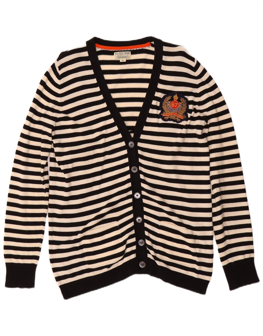 Pulover cardigan grafic pentru femei RALPH LAUREN UK 18 XL cu dungi alb