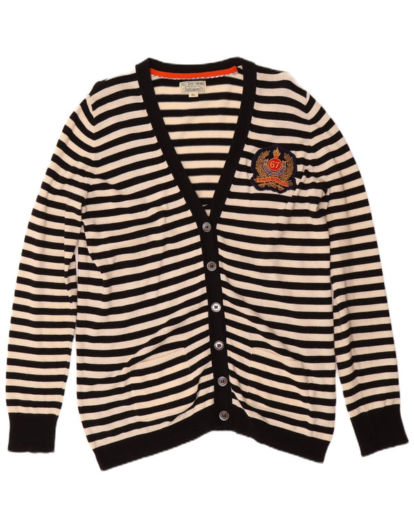 Pulover cardigan grafic pentru femei RALPH LAUREN UK 18 XL cu dungi alb