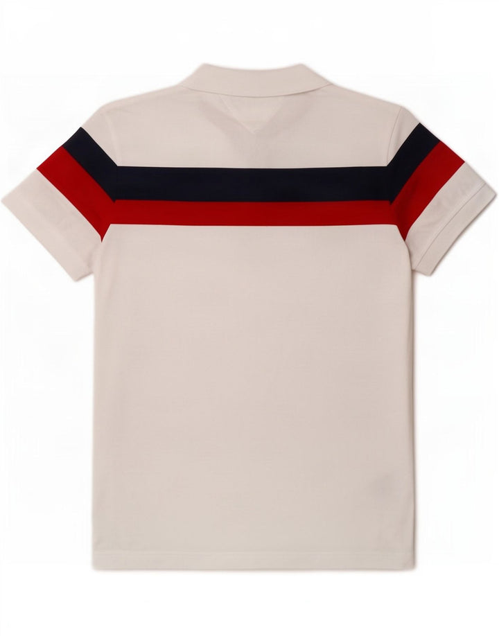 Cămașă polo Tommy Hilfiger pentru bărbați, cu croiala normală, din bumbac alb mediu