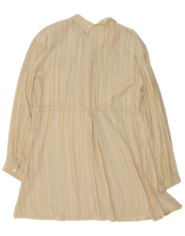 Rochie cămașă supradimensionată pentru femei vintage UK 14 Mătase cu dungi galbene medii