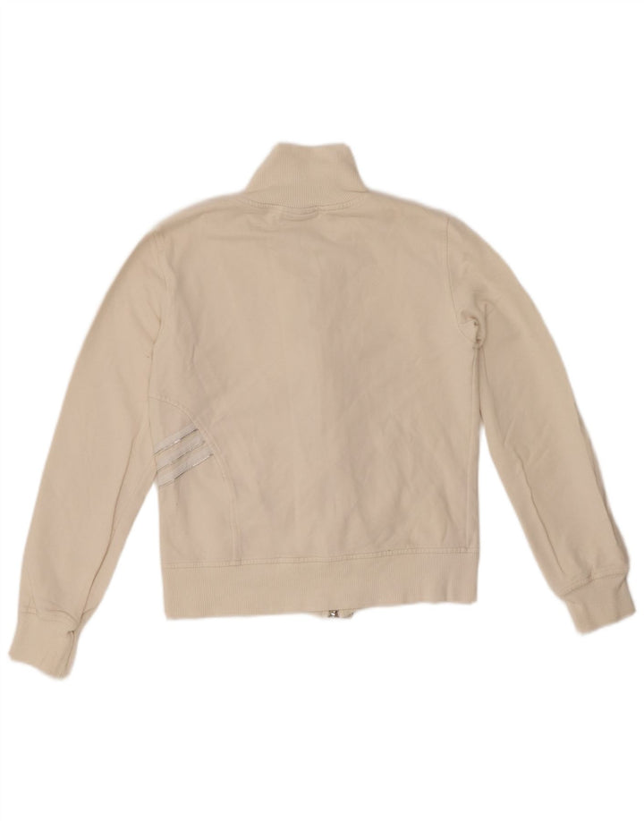 Jachetă de top ADIDAS Crop pentru femei UK 10 Bumbac alb mic