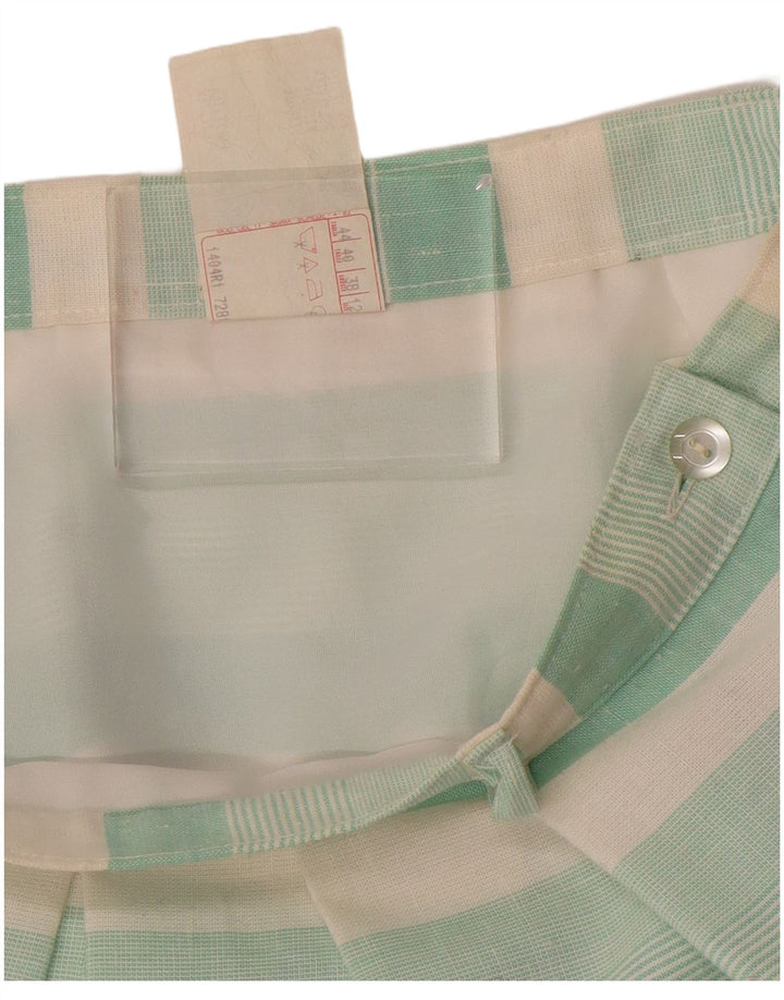 Fusta plisată pentru femei VINTAGE UK 12 Medium W28 Poliester cu dungi verzi