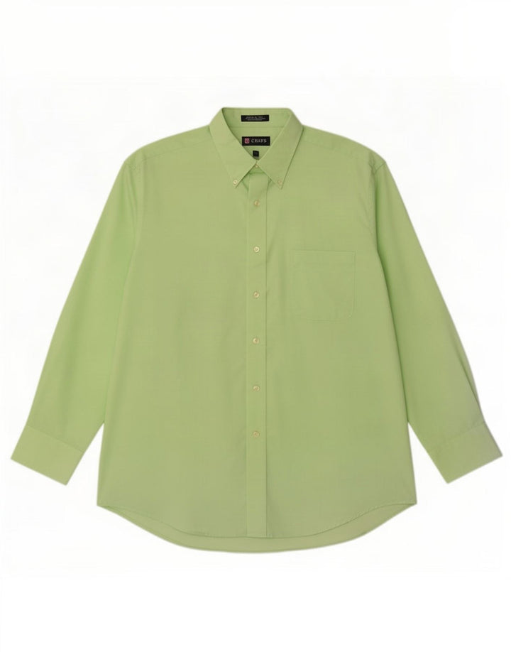 Chaps Mens Regular Fit Shirt Size 16 1/2 Large Green Cotton