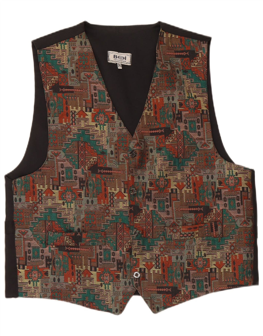 Vestă vintage pentru bărbați XL neagră geometrică