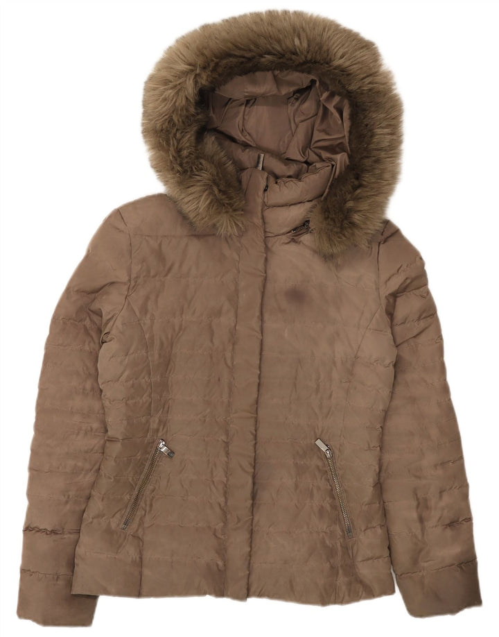 ARMANI JEANS Jachetă căptușită cu glugă pentru femei IT 40 Poliester maro mic