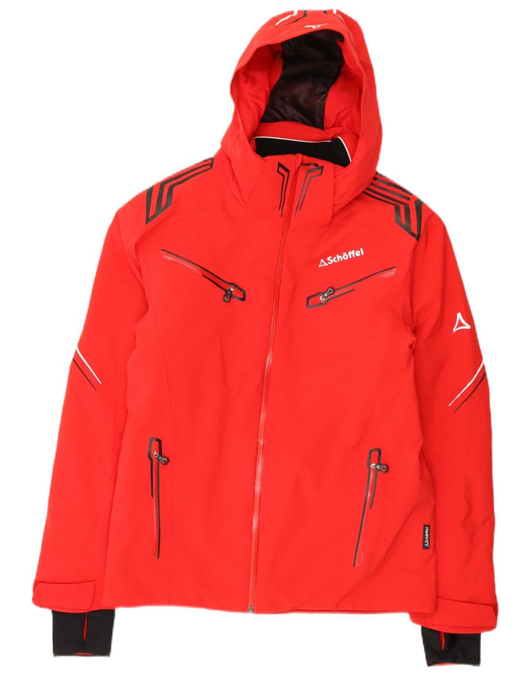 Jachetă de schi cu glugă grafică pentru bărbați Schoffel UK 36 Small Red Colorblock