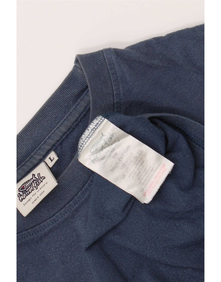 Tricou grafic pentru bărbați Weird Fish Top mare, albastru, bumbac