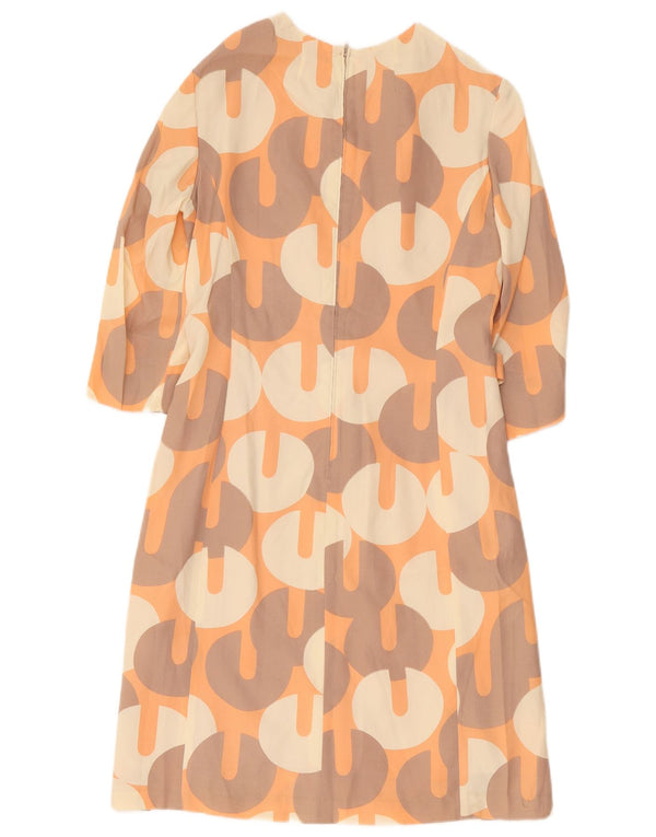 Rochie vintage pentru femei cu mâneci 3/4, UK 12, portocaliu mediu geometric