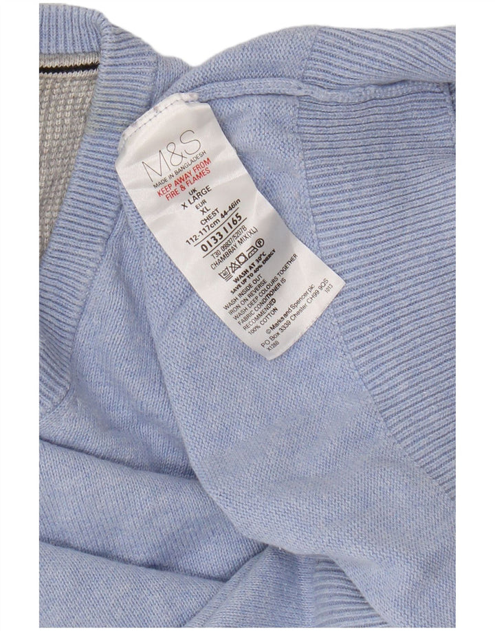 Marks & Spencer Mens Vest Tank Top XL Blue Bumbac
