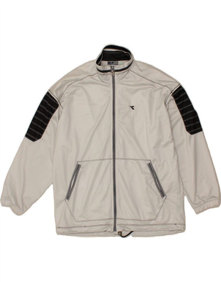 DIADORA Womens Windbreaker Jacket UK 16 Large Grey Colourblock Polyester Vintage Diadora and Second-Hand Diadora from Messina Hembry 