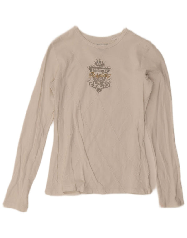 Replay Fete Top grafic cu mânecă lungă 11-12 ani XL alb