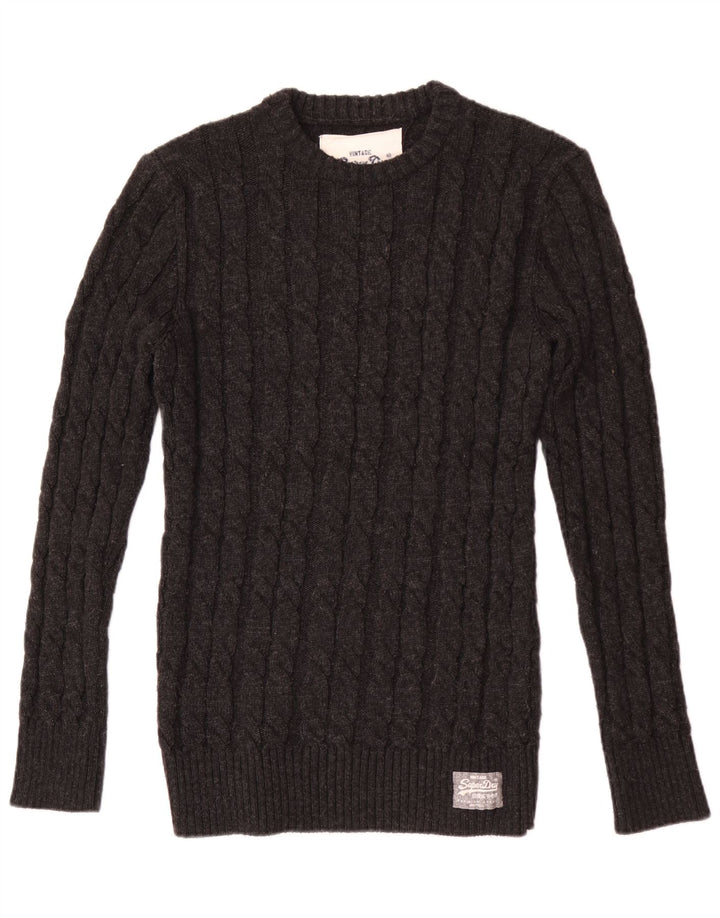 Pulover Superdry pentru bărbați cu decolteu triplu, XL, gri acrilic