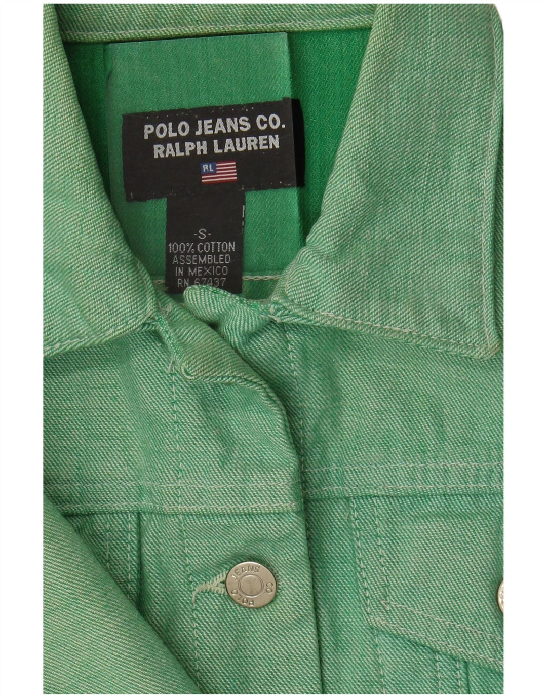 Jachetă de denim crop pentru femei Ralph Lauren UK 10 mic verde bumbac