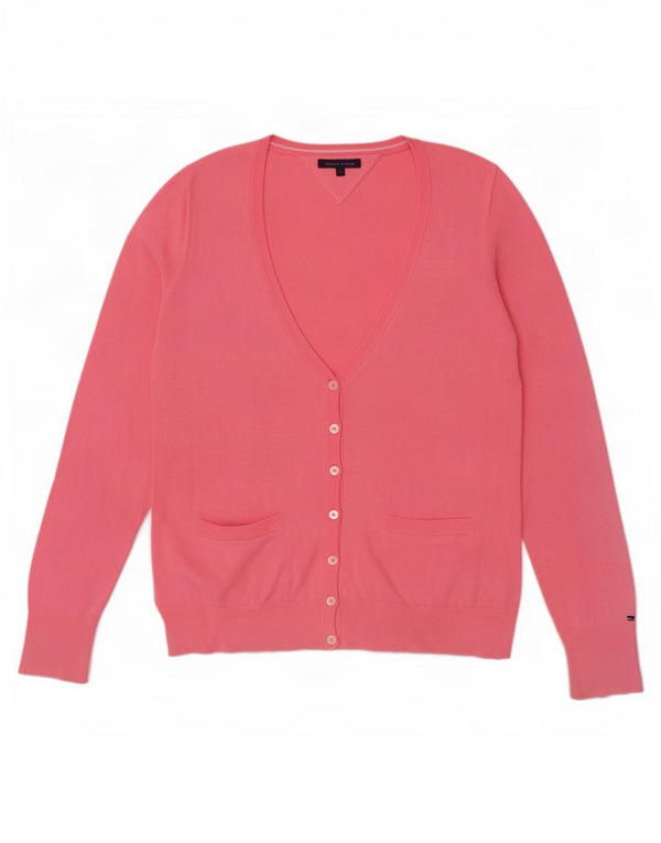 Pulover cardigan Tommy Hilfiger pentru femei UK 12, bumbac roz mediu