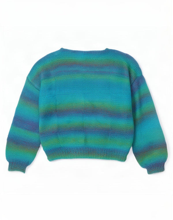 Pulover vintage pentru femei cu gât de barcă UK 16 mare, multicolore, cu dungi