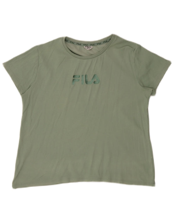 Tricou cu mânecă scurtă Fila pentru femei Top UK 14 Bumbac verde mediu
