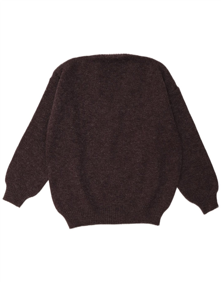 Pulover vintage pentru bărbați cu decolteu în V IT 52 mare, gri geometric, acrilic