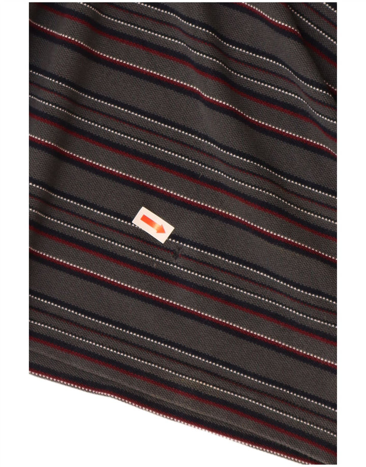 FRED PERRY Tricou polo cu mânecă lungă pentru bărbați, bumbac cu dungi gri mediu