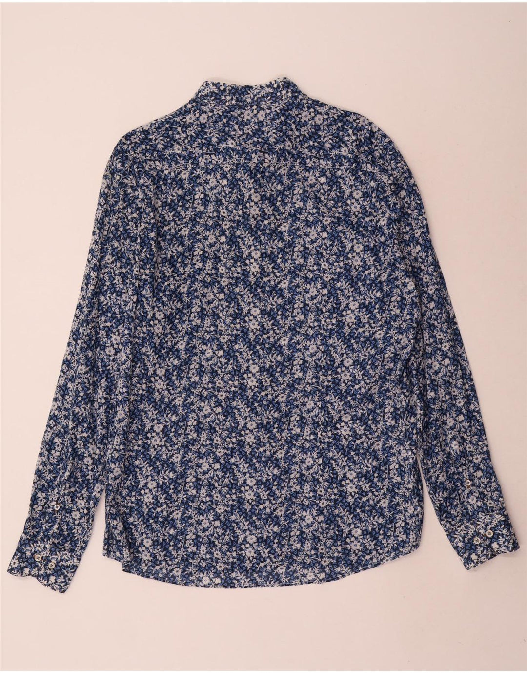 Cămașă Vintage pentru bărbați XL Albastru Bumbac Floral