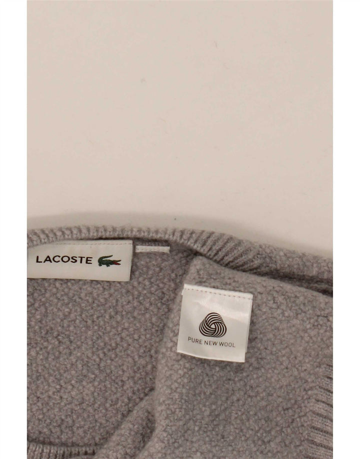 Pulover pentru femei Lacoste cu decolteu triplu UK 10 Lână gri mică