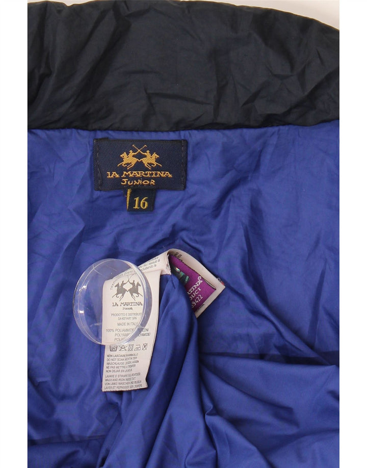 LA MARTINA Boys Padded Jacket 15-16 Years Navy Blue Colourblock Polyester