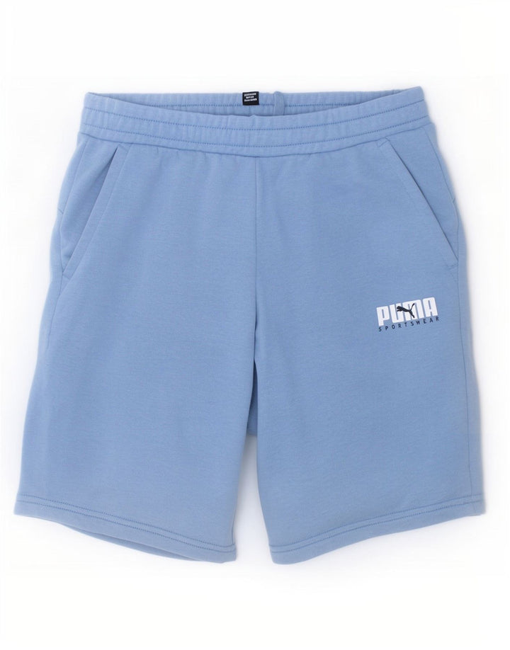 Pantaloni scurți sport Puma pentru băieți 13-14 ani, bumbac albastru