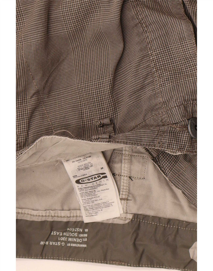 Pantaloni scurti cargo pentru bărbați G-Star W34, bumbac cu carouri, gri mari