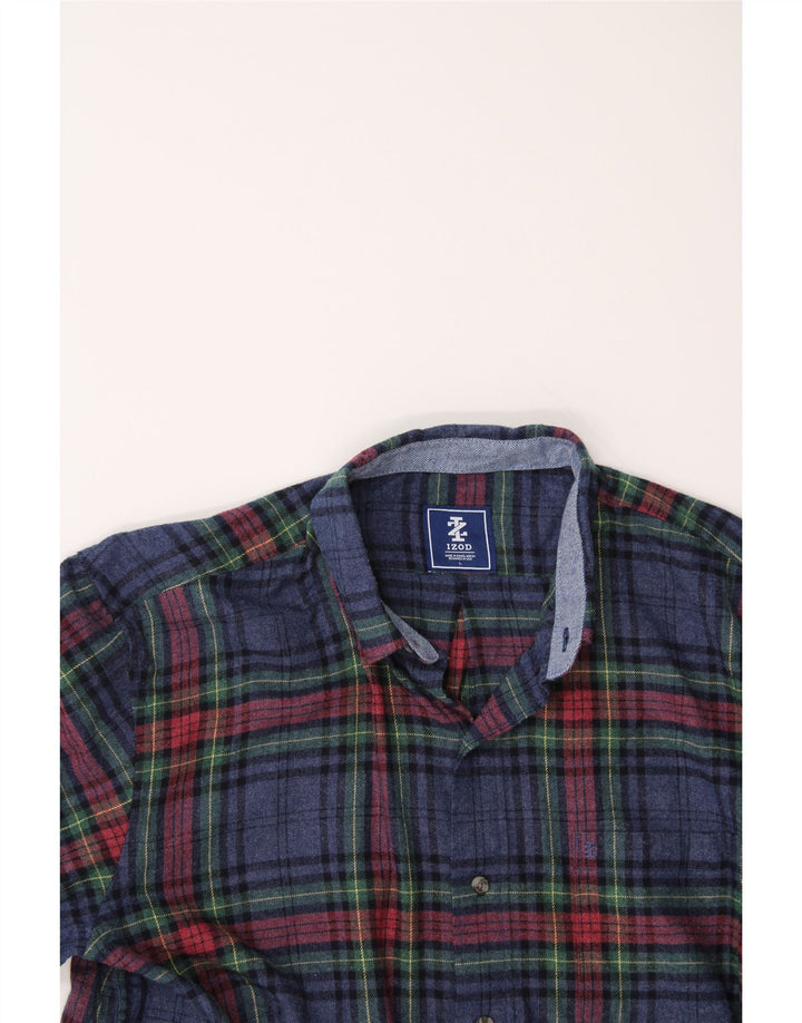IZOD Mens Flannel Shirt Large Blue Check Cotton Vintage Izod and Second-Hand Izod from Messina Hembry 