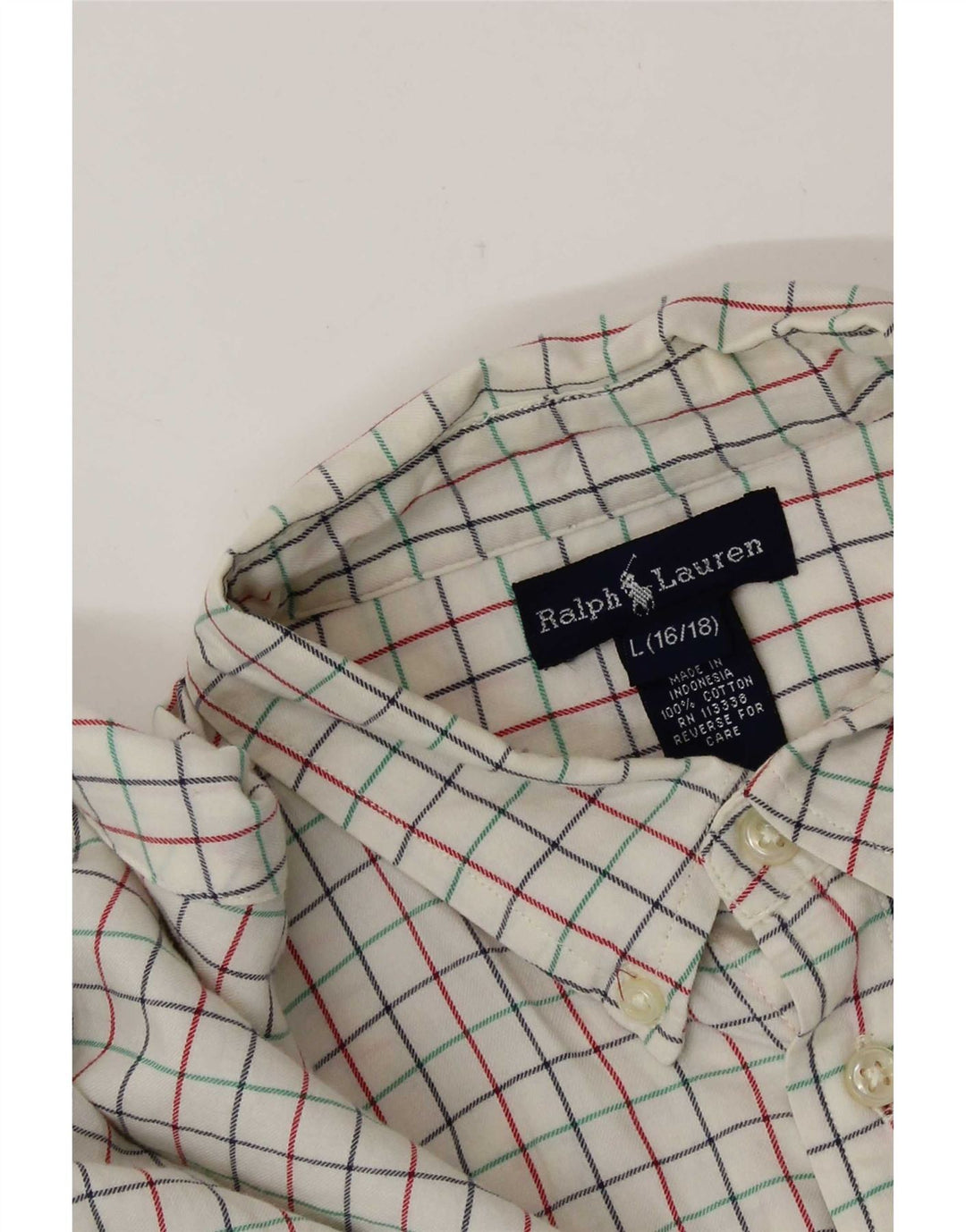 Cămașă Ralph Lauren băieți 15-16 ani mare, alb, din bumbac cu carouri