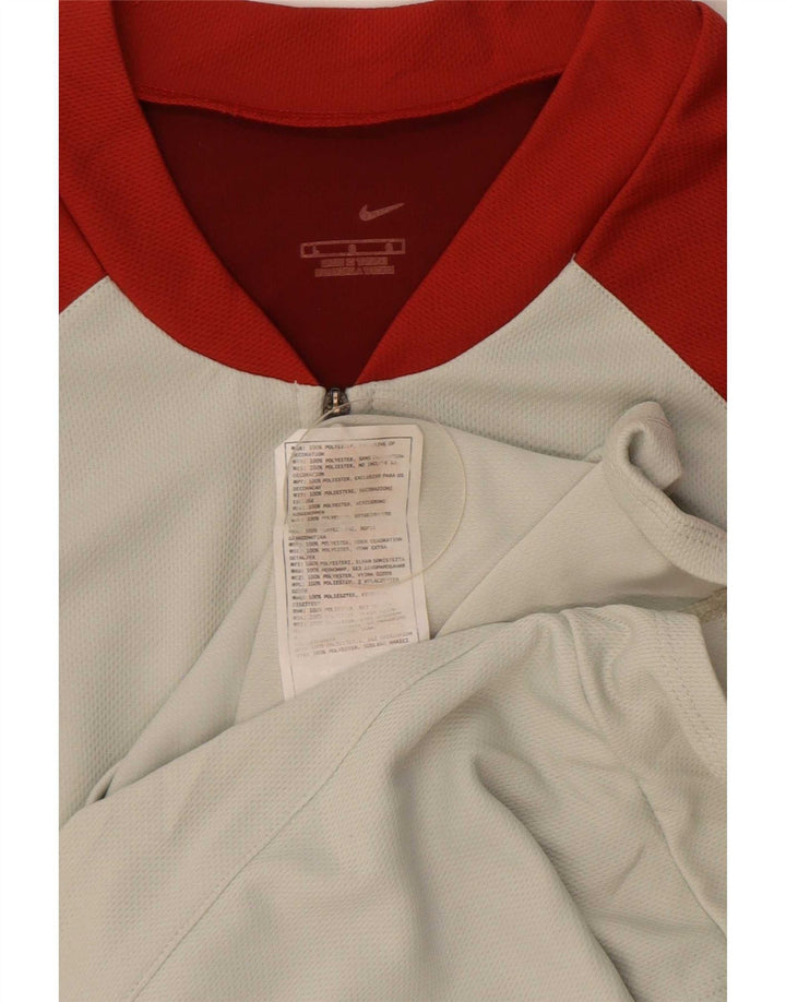 Tricou Nike pentru bărbați, cu fermoar și gât, Top mare, gri, poliester color bloc