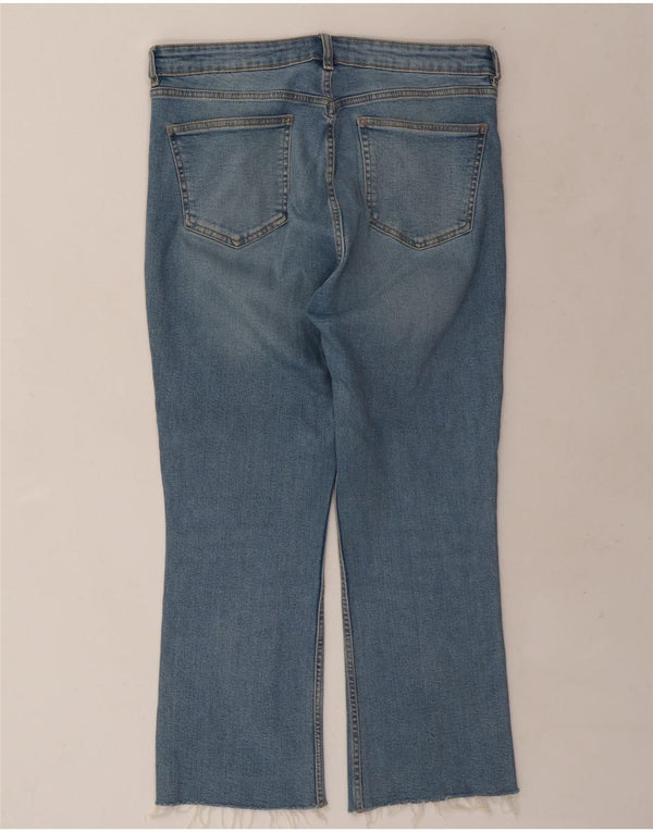 Blugi Zara pentru femei Crop Bootcut EU 46 XL W36 L25 Albastru