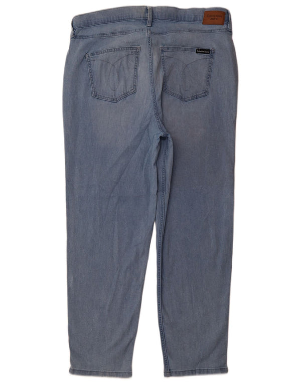 Calvin Klein Blugi Crop Slim pentru femei US 16 Large W33 L26 Blue Bumbac