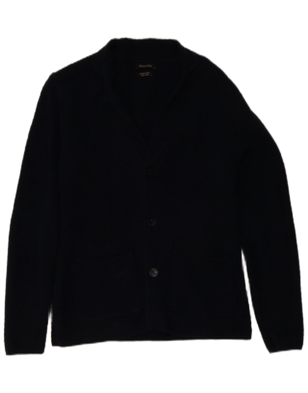Pulover cardigan Massimo Dutti pentru bărbați, bumbac bleumarin mediu