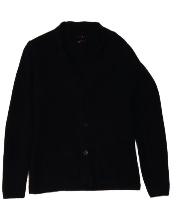 Pulover cardigan Massimo Dutti pentru bărbați, bumbac bleumarin mediu