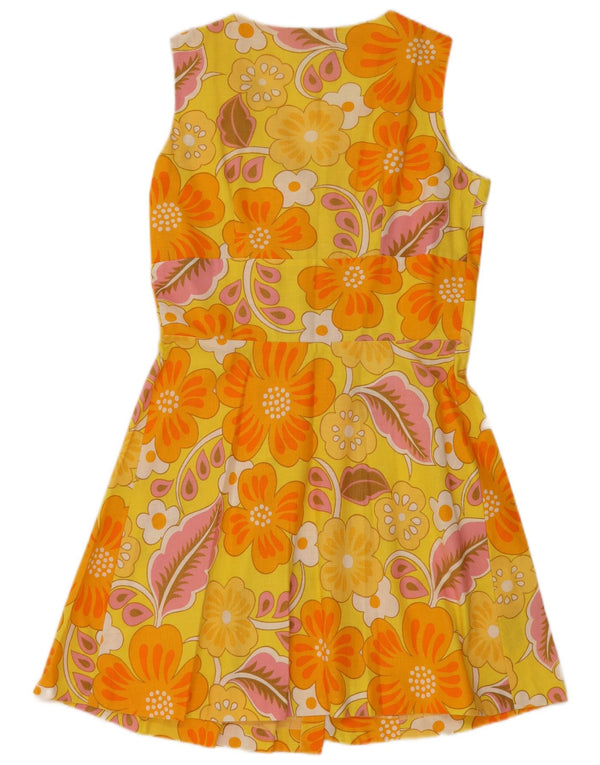 Rochie A-Line fără mâneci de epocă pentru femei UK 12 Medium Galben Floral