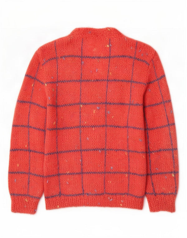 Pulover Cardigan Vintage pentru Damă UK 14 Medium Pink Check